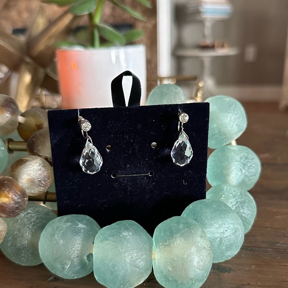 Art Deco Leaded Glass Crystal Teardrop Earrings - Picture 6 of 8